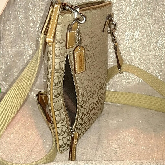 Coach Tan Jacard and Leather Messenger Bag - Picture 5 of 7